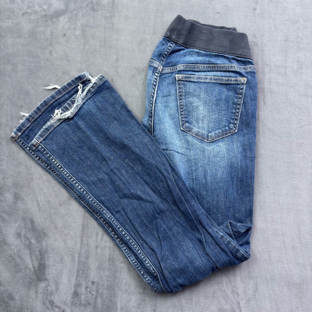 Old Navy Maternity Low Rise Boot-Cut Jeans Blue Denim Knit Panel Size 6 Regular
